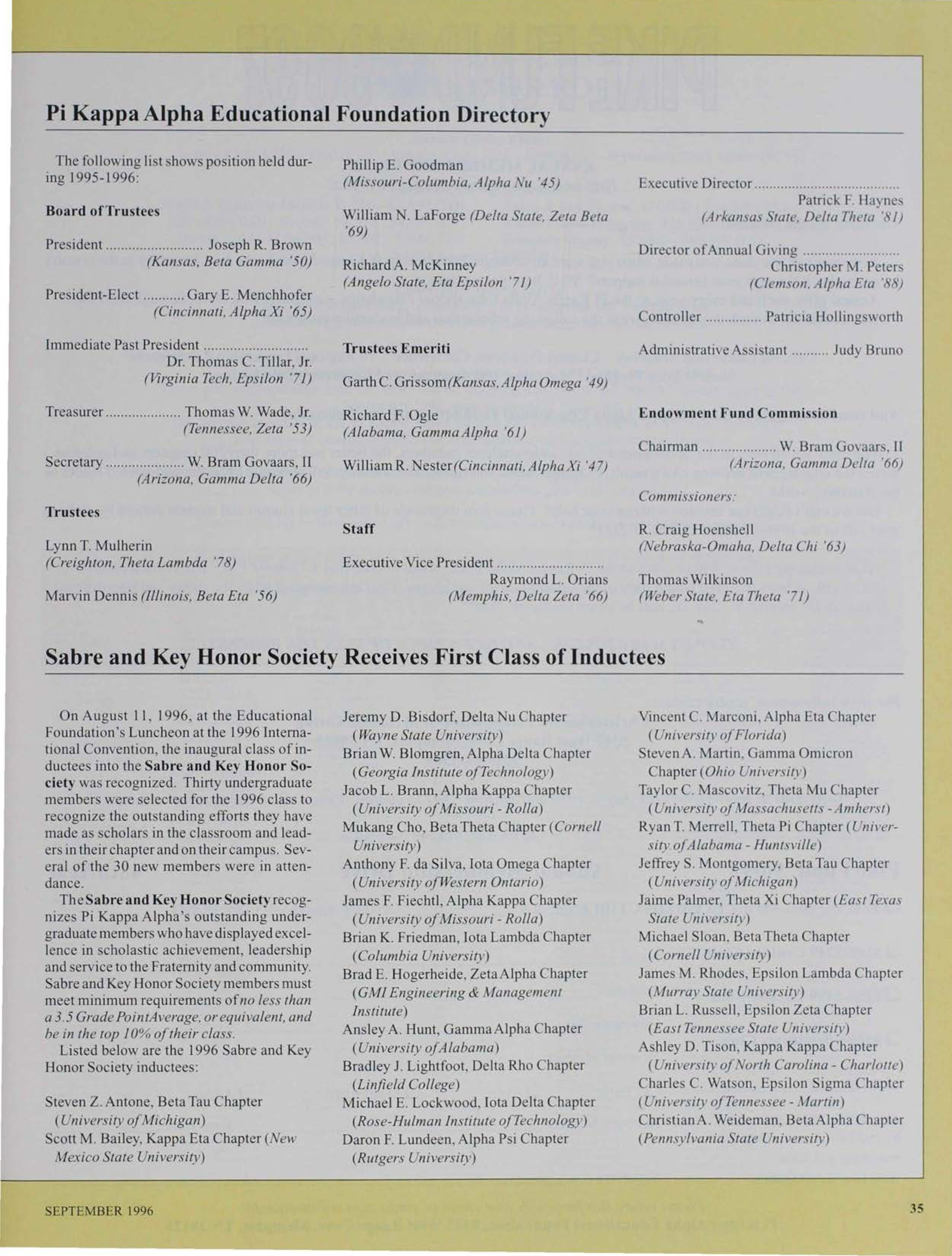 Sabre and Key Honor Society Receives First Class of Inductees